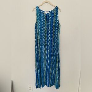 Two by Vince Camuto Blue Green and White Maxi Dress